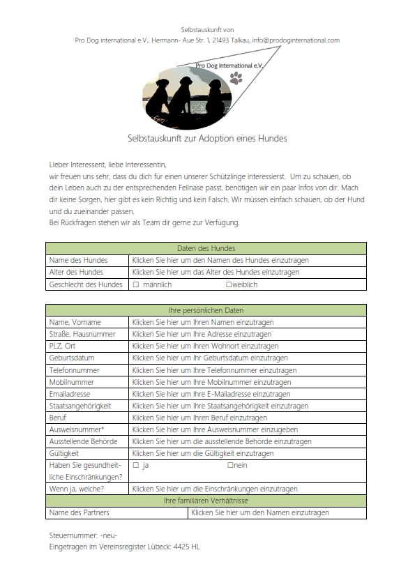Selbstauskunftsbogen